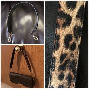 Leopard print faux leather purse strap